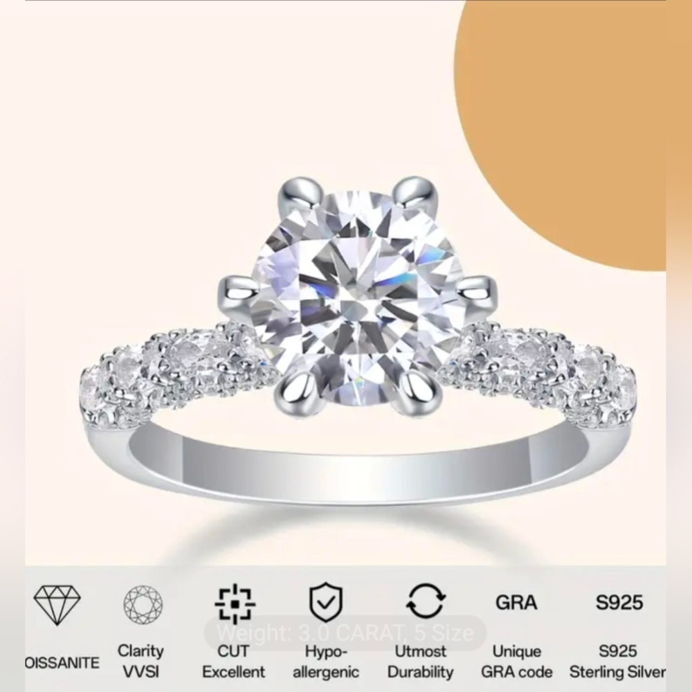 Dazzling Silver Moissanite Ring - image 1